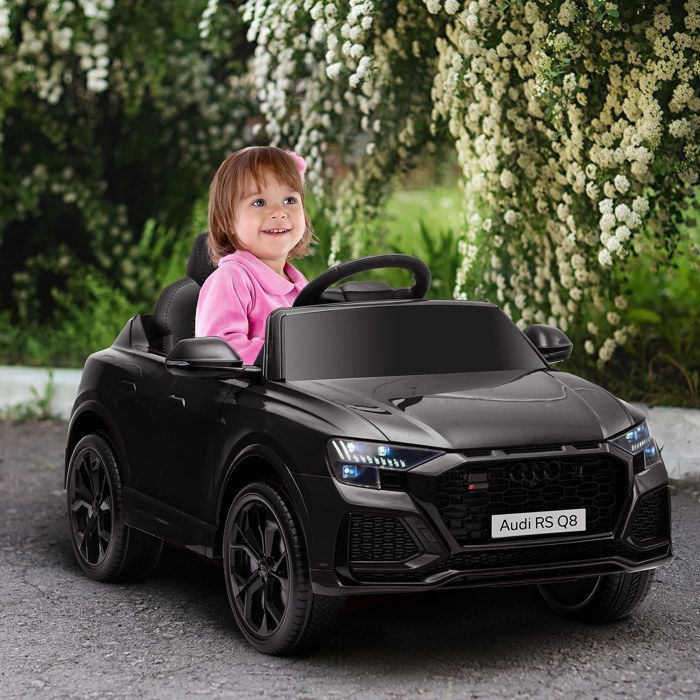 Coche eléctrico infantil HOMCOM - Audi RS Q8 con licencia oficial - con mando a distancia y Bluetooth, para niños de 3 a 5 años - Negro