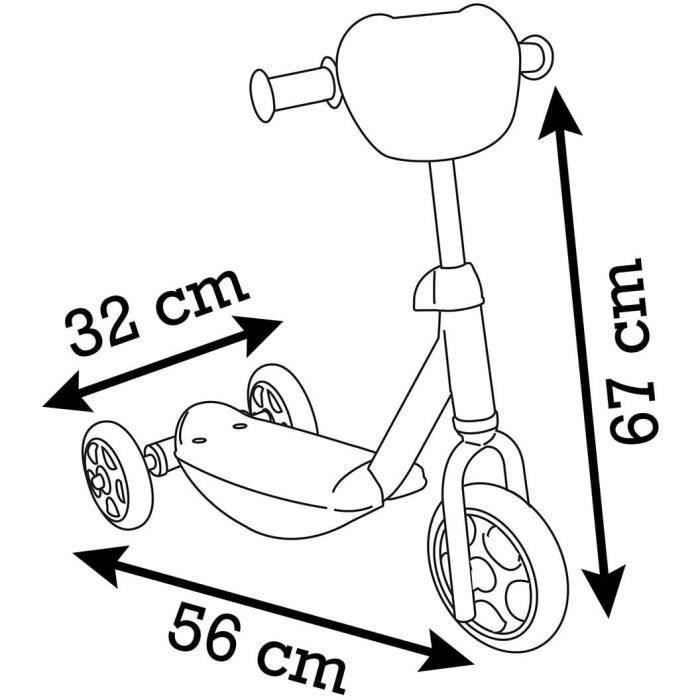 Smoby - Stitch Dreirad-Scooter - Metallrahmen - Verstellbarer Lenker - Rutschfeste Fußstütze - Ab 3 Jahren
