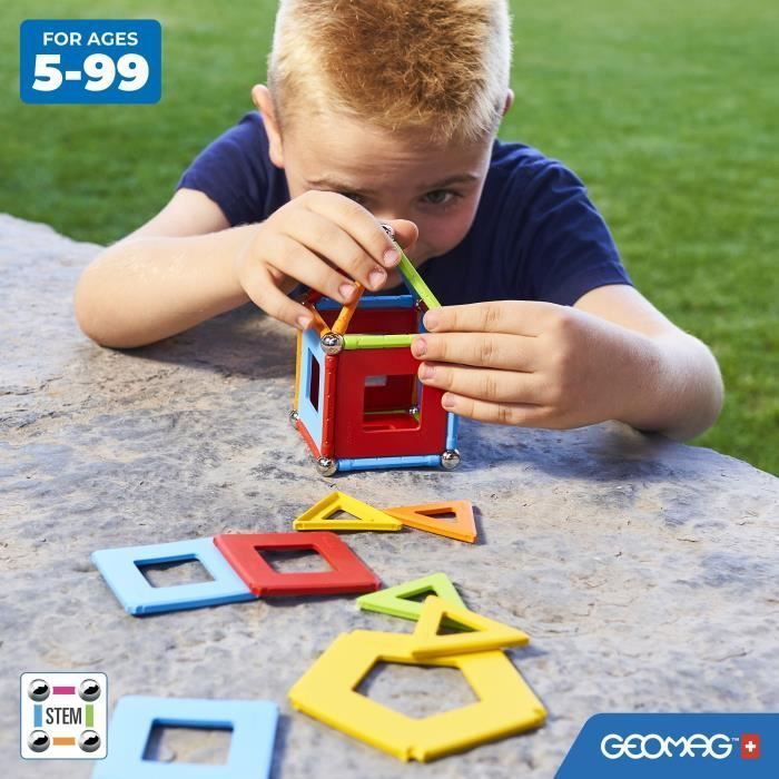 Jeu de construction magnétique - GEOMAG - Supercolor Panels Recycled 52 pièces - Jouet éducatif - 3D - Durable