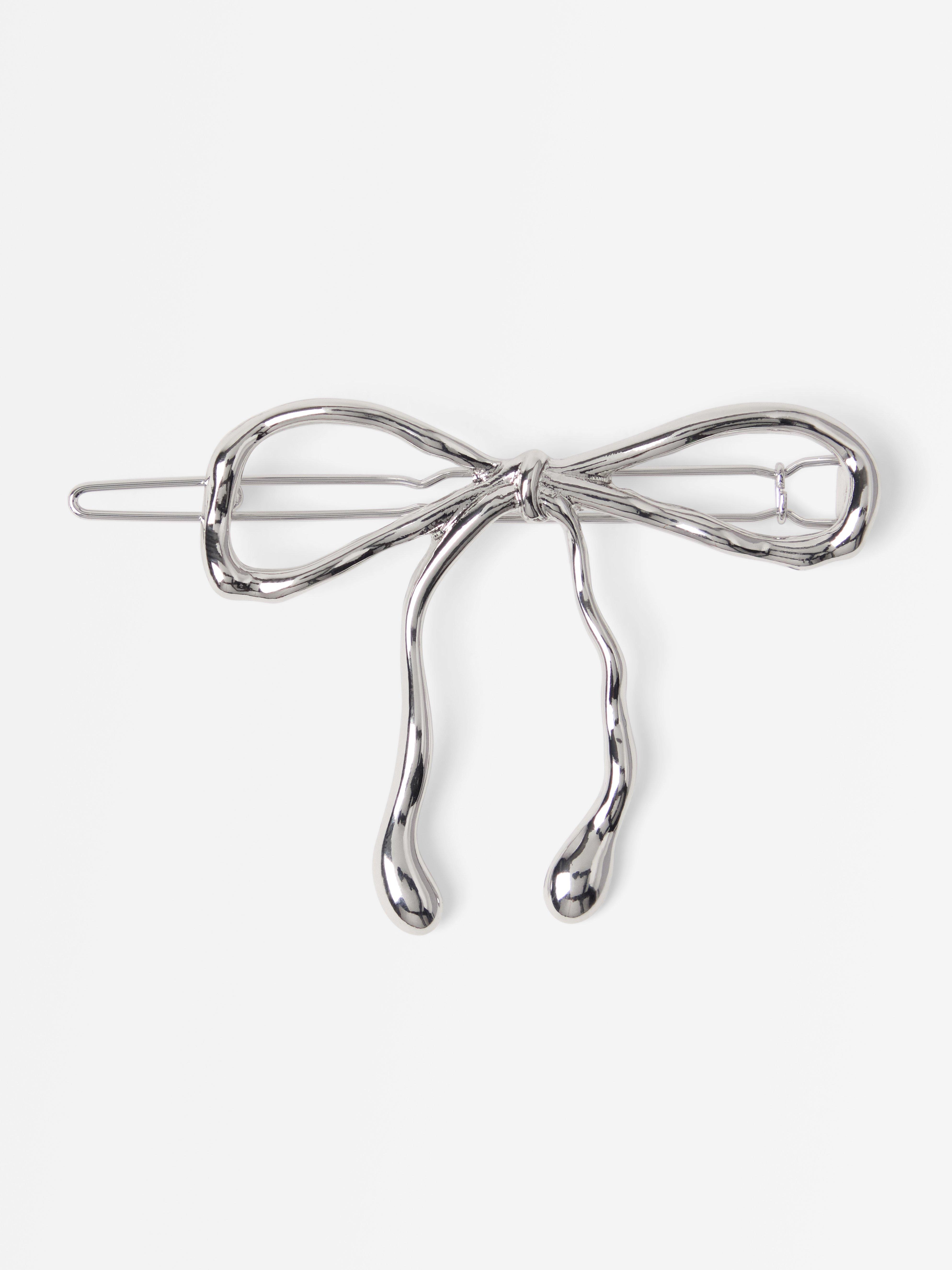 Presilha de cabelo de metal prateada