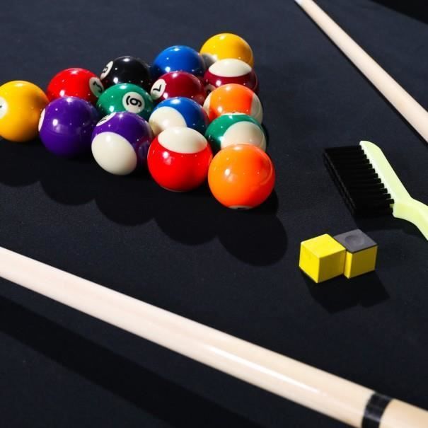 6ft Folding Pool Table - Mannoni - Black - Easy Storage - Accessories Included - Ideal for Children