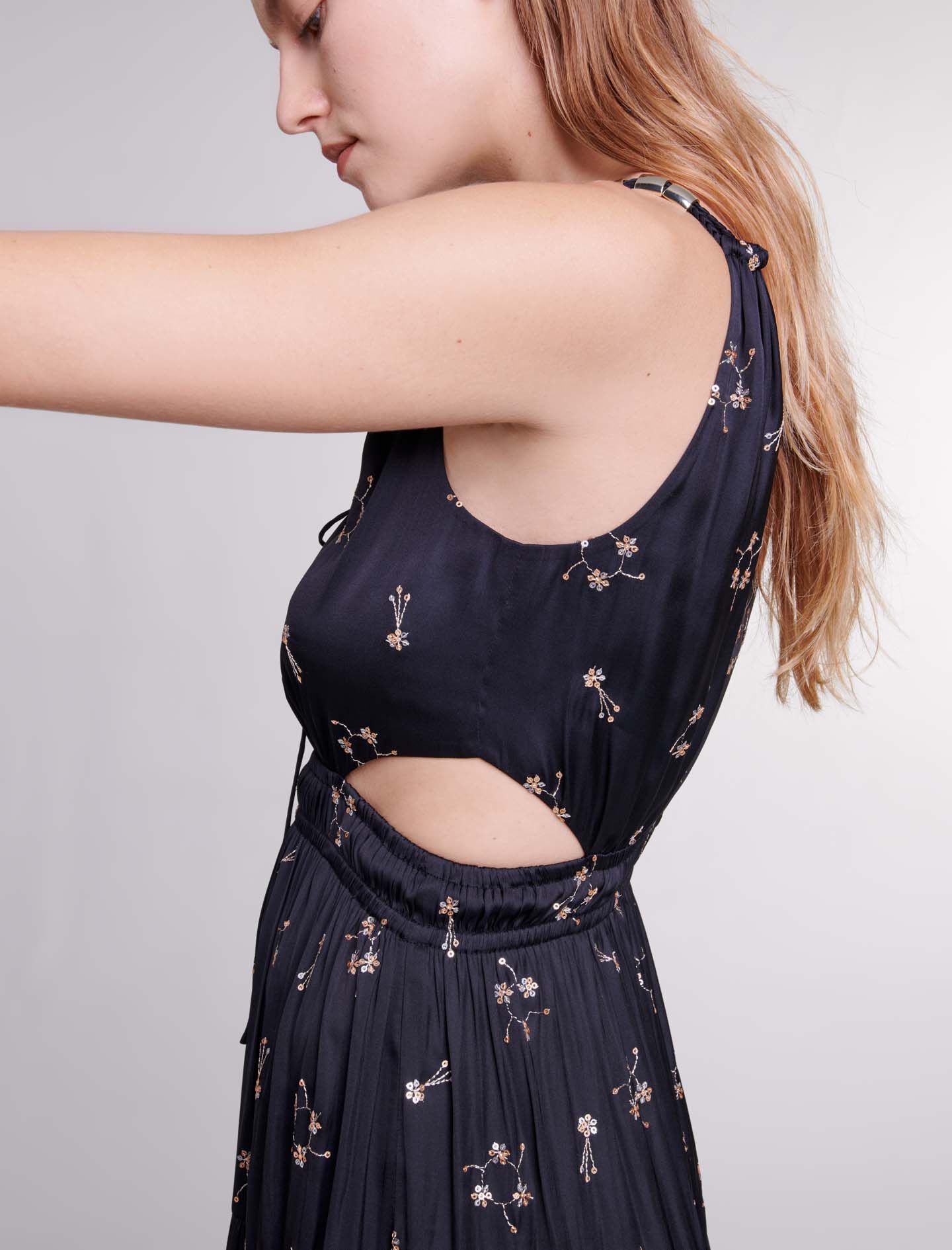 Rochie lungă cu paiete - Negru