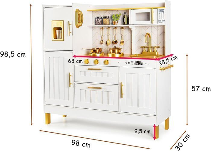 Gold - A Magnificent Children's Kitchen with Sound and Light Effects, Realistic Accessories, and Creative Play!