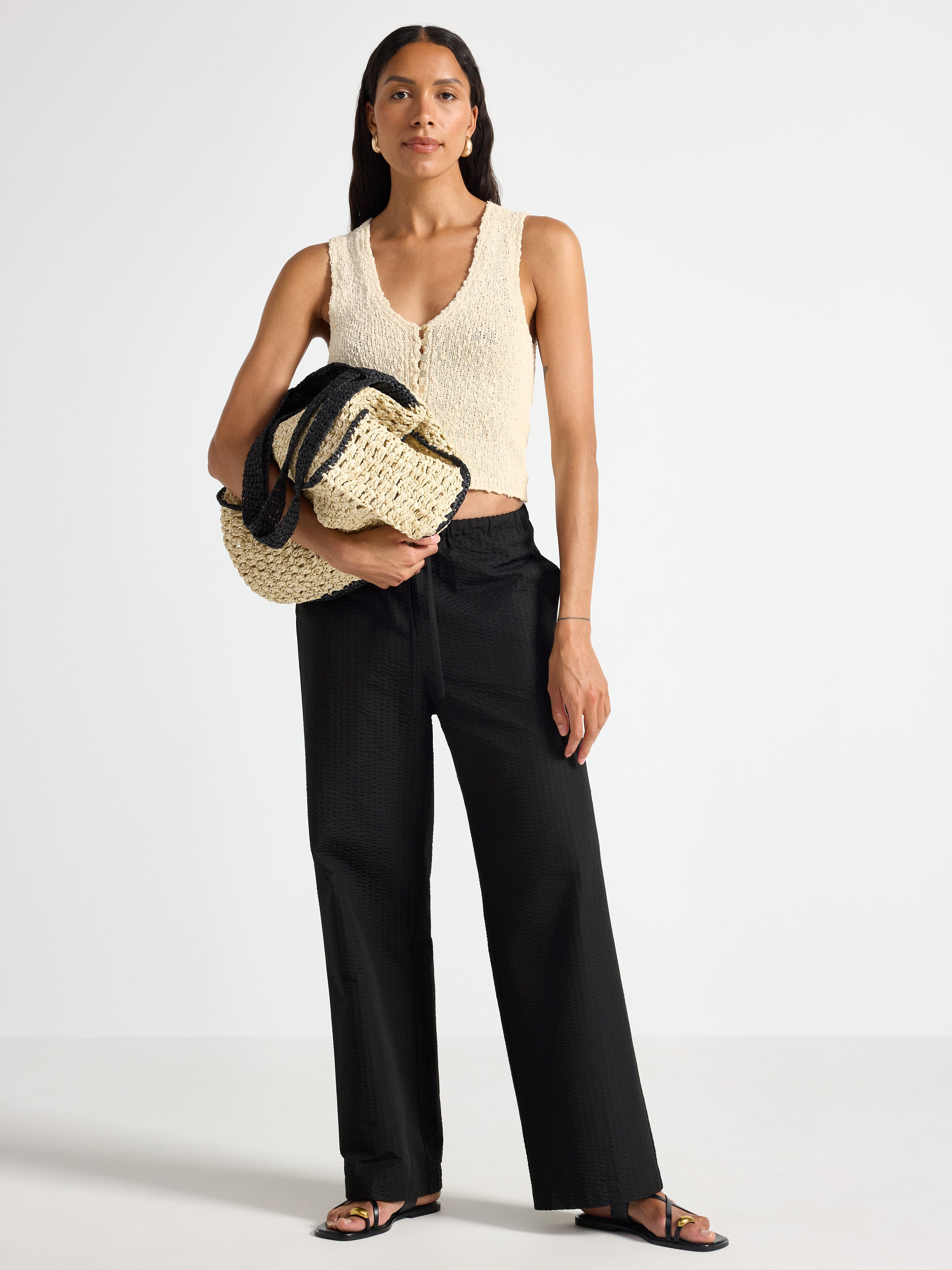 Pantalon droit noir évasé