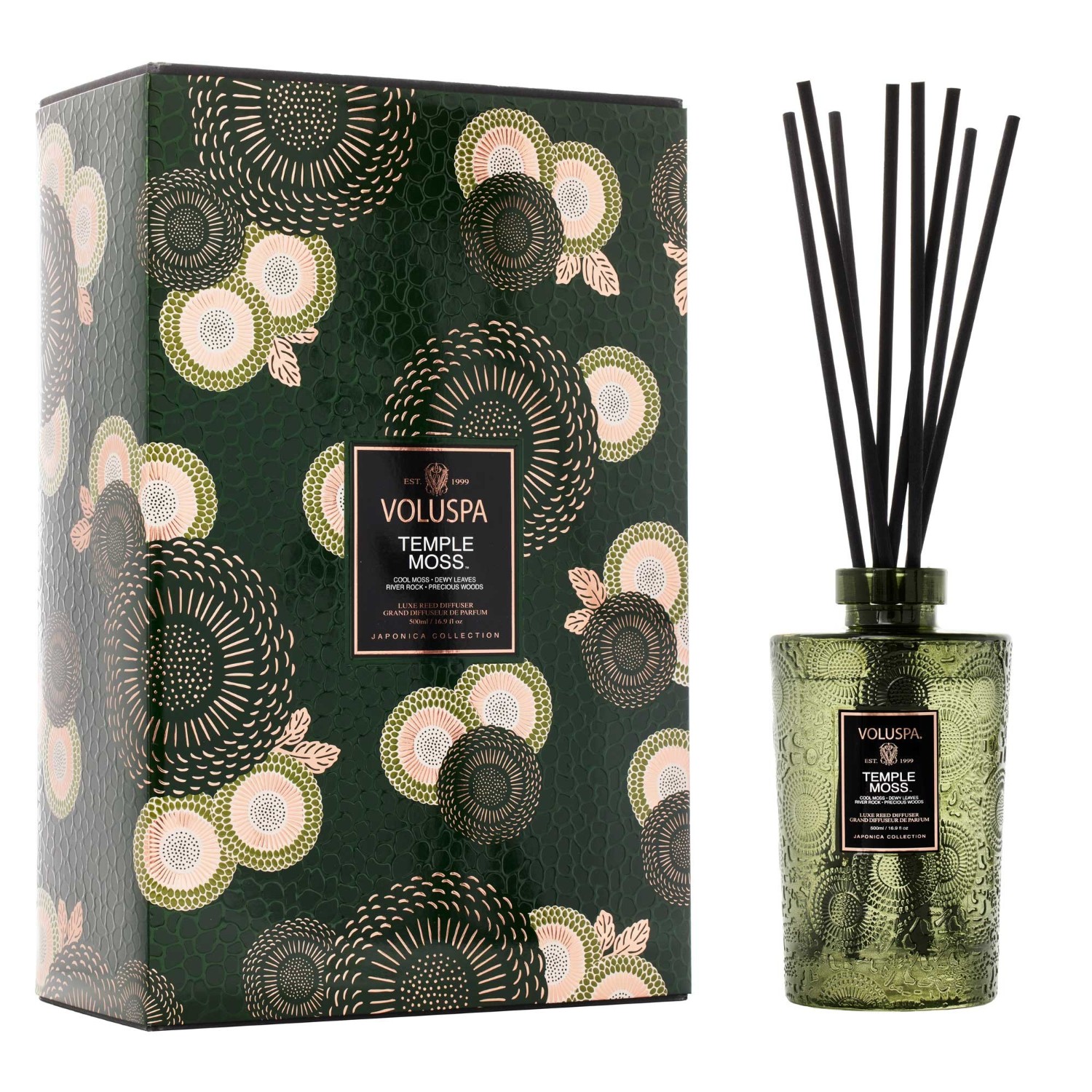 VOLUSPA Temple Moss REED DIFFUSER Set
