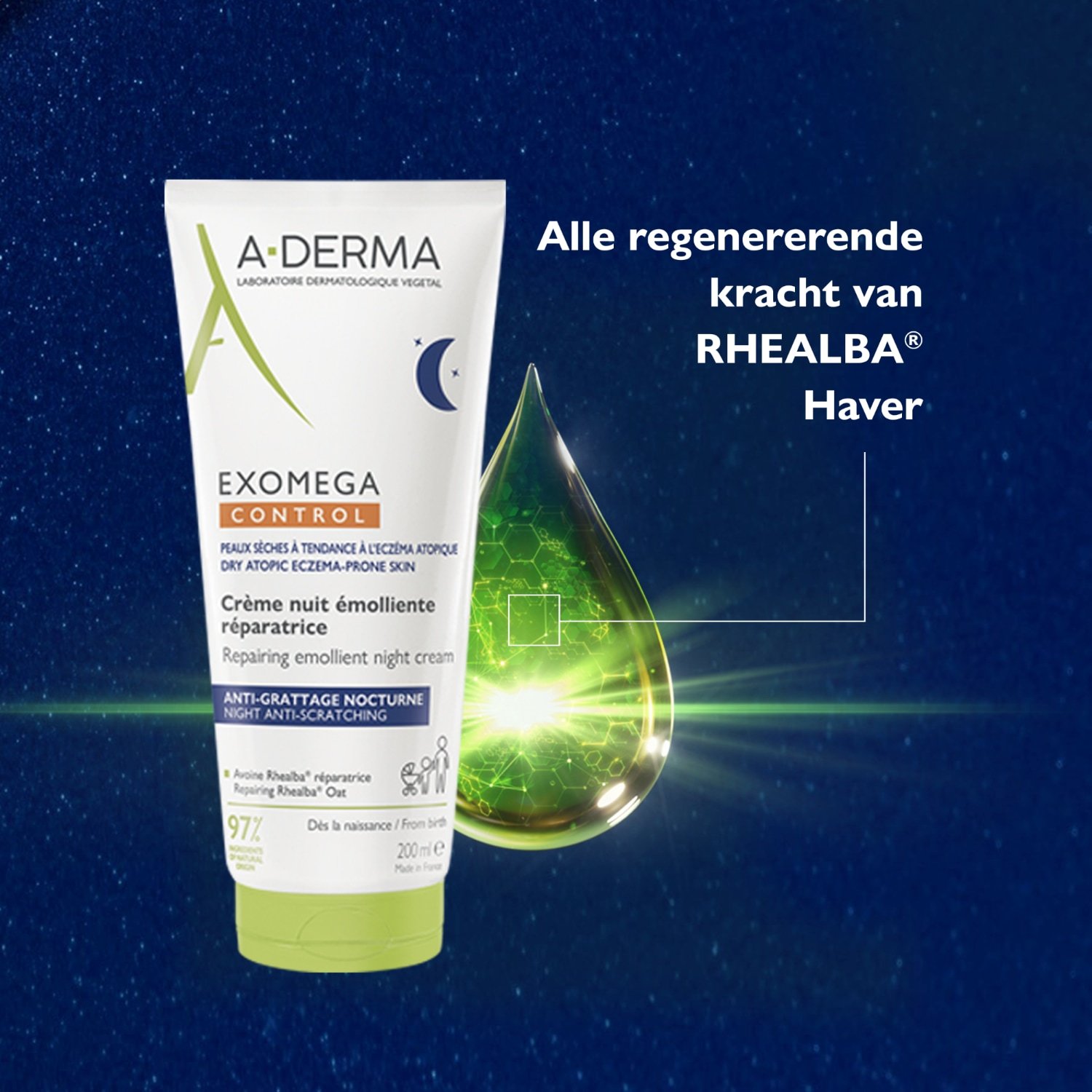 A-DERMA Neurodermatitis Care Exomega Control atjaunojošs mitrinošs nakts krēms – 200 ml