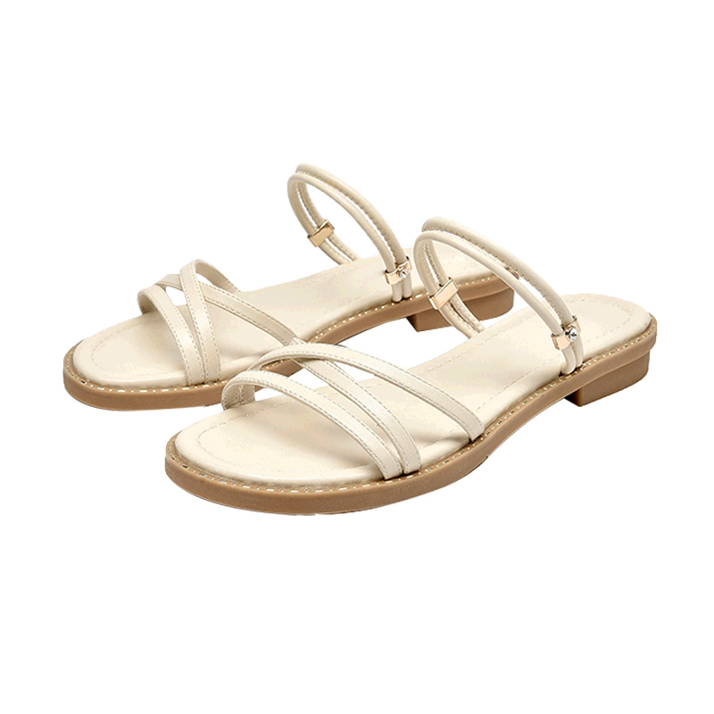 Sandales beiges à talons hauts pour femmes, chaussures d'été tendance, sandales à boucle à bout ouvert, chaussures décontractées à talons carrés.