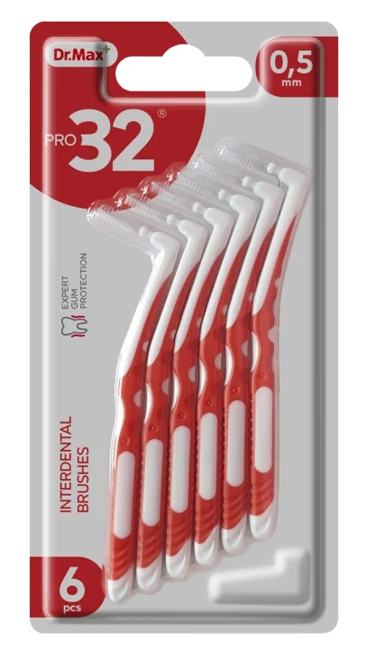 Brossettes interdentaires Dr. Max Pro32 0,5 mm, lot de 6, pour l'hygiène bucco-dentaire