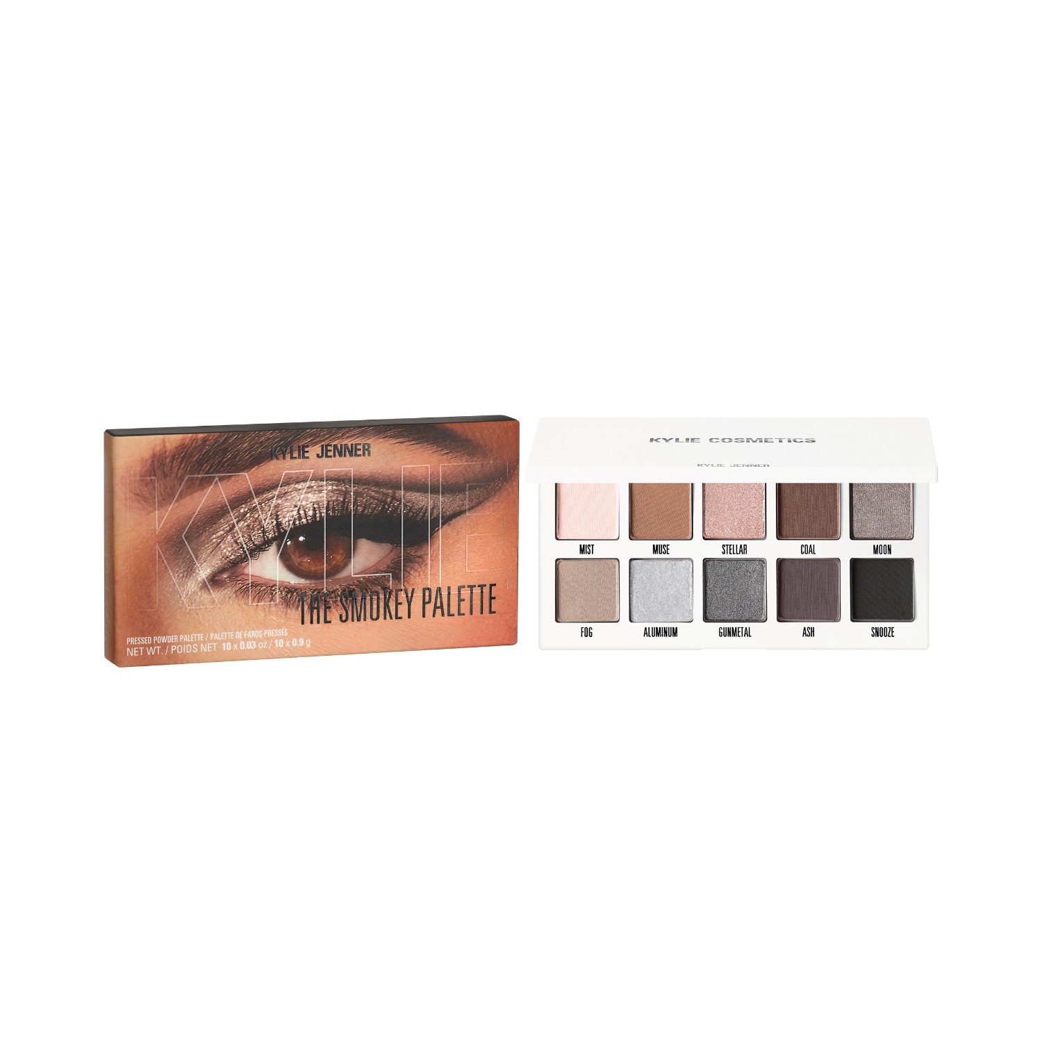 KYLIE COSMETICS Paleta sjenila za oči „Smokey“ (10 boja, 0,9 g – 9 g)