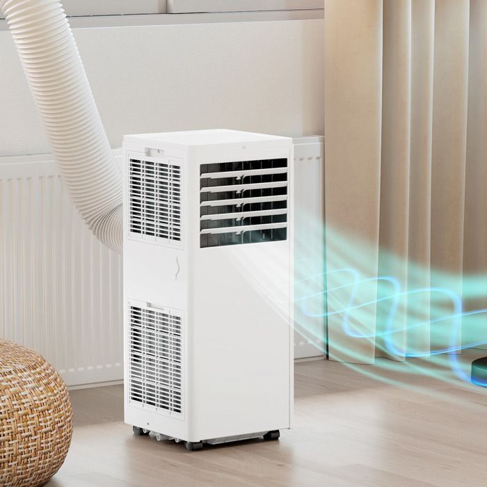 Aire acondicionado portátil - HOMCOM - 9000 BTU - Refrigeración, deshumidificación, ventilador, modo nocturno - ABS - 31 x 33,6 x 71,3 cm - Blanco