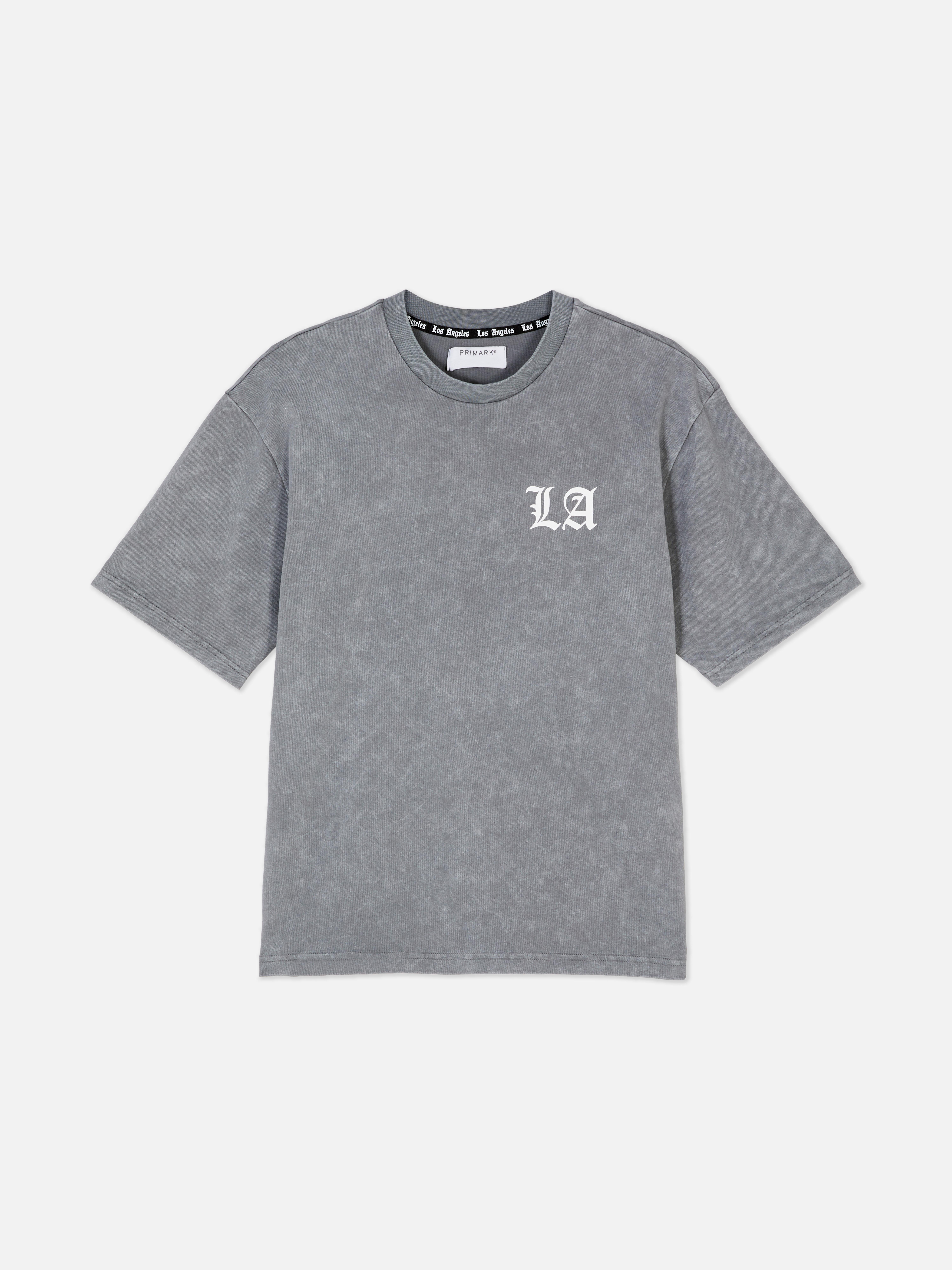 Tricou spălat cu imprimeu LA Angel. Toată lumea va citi ce scrie pe acest tricou vintage spălat.