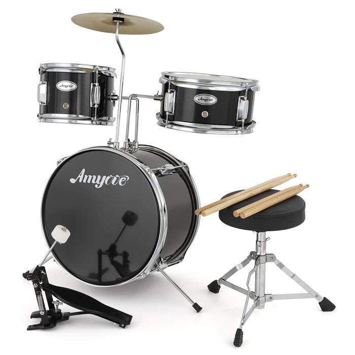 Batería acústica infantil - LUNSY - 3 piezas - Bombo de 14 pulgadas - AD-150 - Construcción de madera y metal