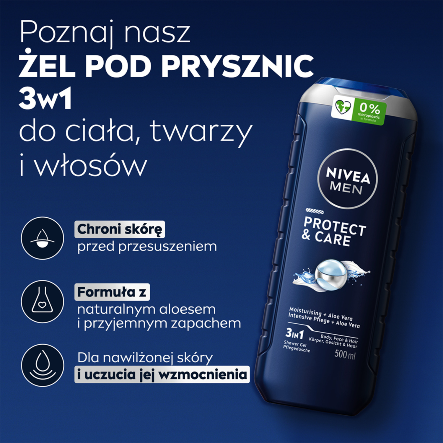 Bagnoschiuma Nivea per uomo 500 ml Protezione e cura