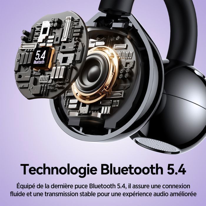 Auricolari wireless DJOIN con clip, Bluetooth 5.4, auricolari aperti con touchscreen multifunzionale, impermeabili IPX7, 4GHz, stereo HiFi, 60 ore di riproduzione.