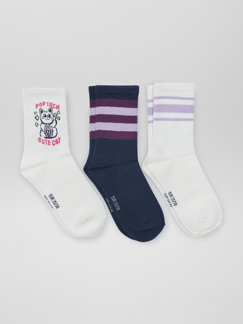 3 pares de meias de tênis - AZUIS