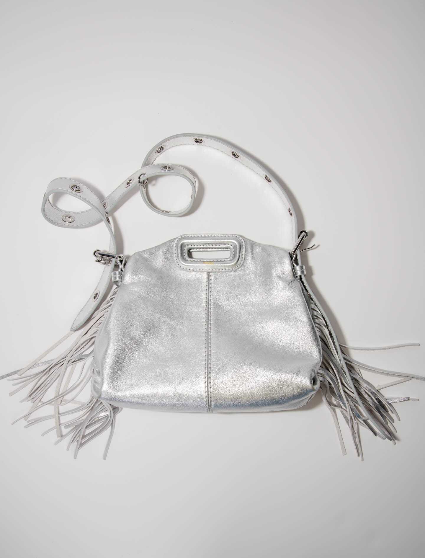 Miss M metallic leren minirok - Zilver