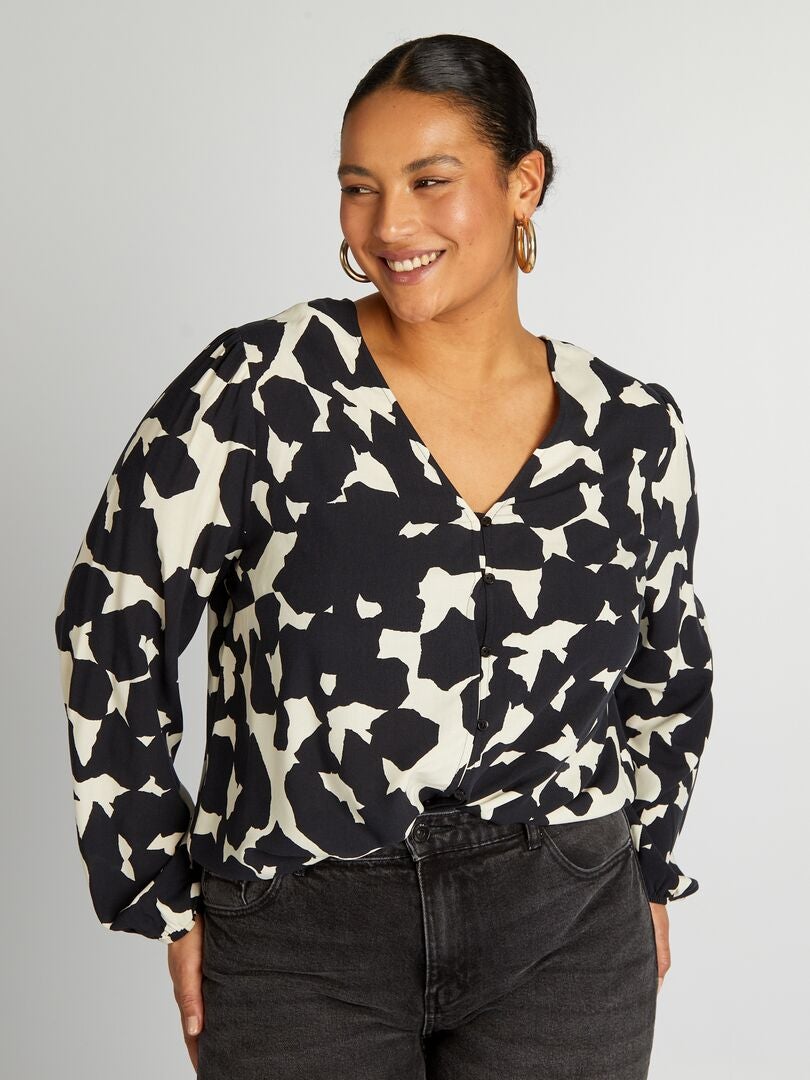 Blouse met patroon - ZWART