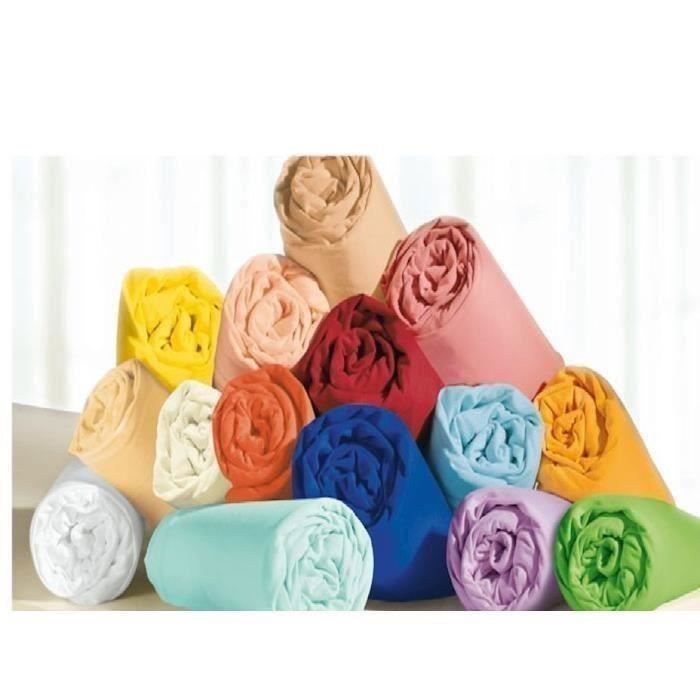 Lot de 6 Draps Housses - 90x190/200cm - 100% Coton 57 fils/m² - Bonnet 23 cm - Multicolore