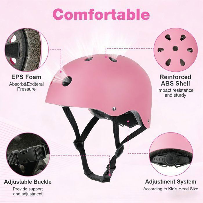 Capacete de ciclismo infantil ajustável de 48 a 56 cm, capacete para meninas e meninos de 3 a 8 anos, capacete de proteção para ciclismo, patins, skate e patinete.