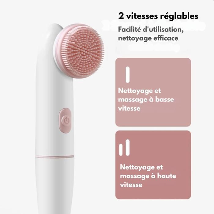 GAVI STORE | Brosse nettoyante visage électrique 2 vitesses | Silicone double tête vibrante | Imperméable | Massage & nettoyage