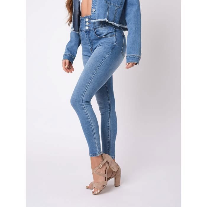 Skinny jeans met hoge taille - PROJECT X PARIS - Dames - Blauw
