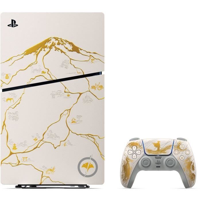 Pack PS5 Standard (avec lecteur CD) : Console PS5 (Slim) Édition limitée Ghost of Yōtei Gold + Jeu Ghost of Yōtei (code)