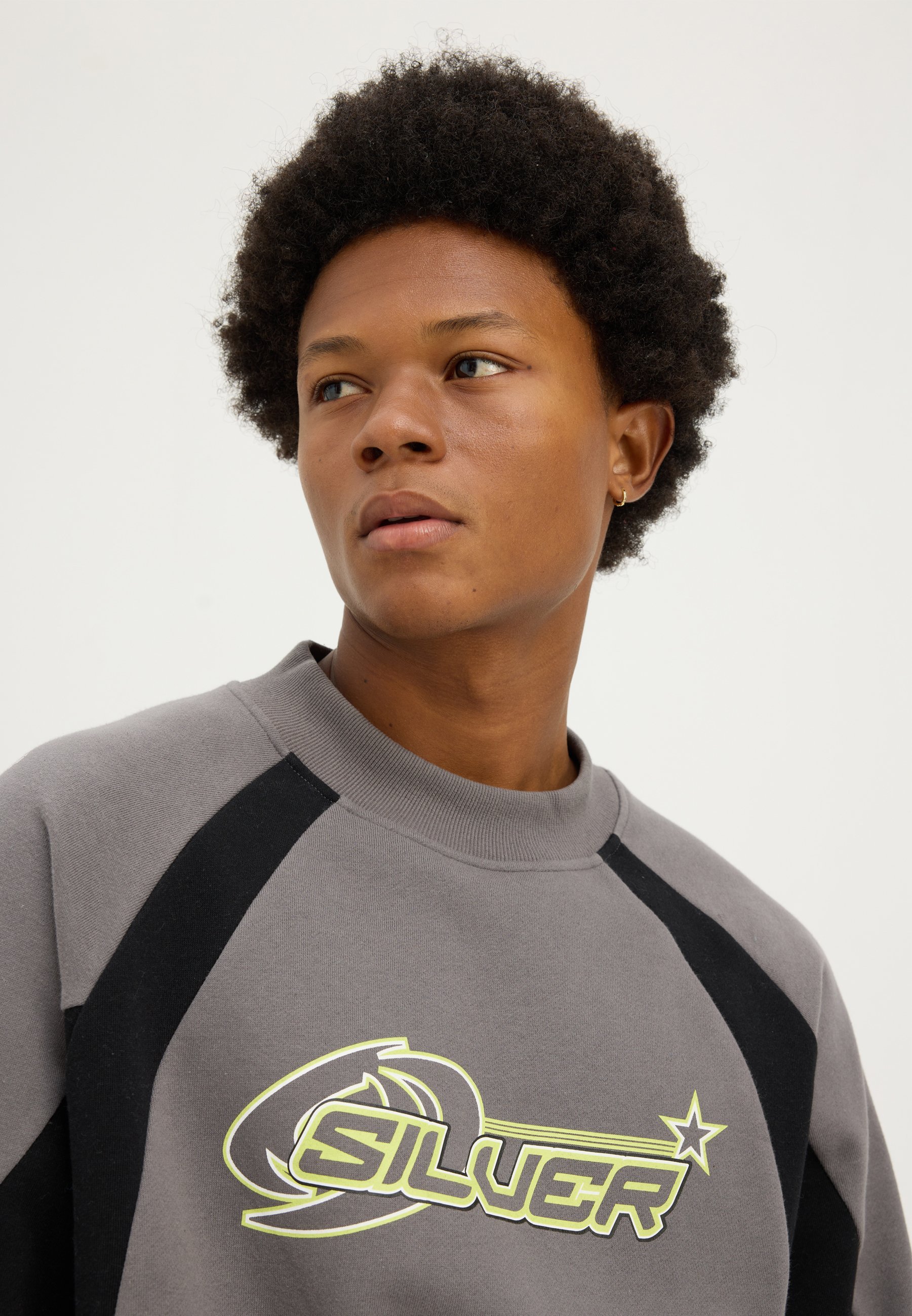 Sweat-shirt unisexe surdimensionné YOURTURN SILVER RACER CREW - gris