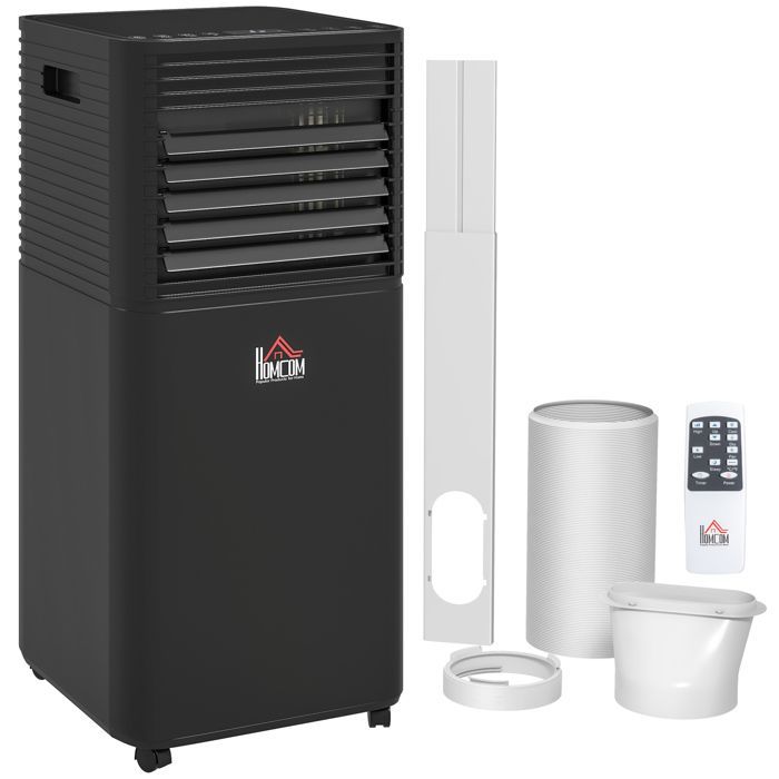 Bærbart klimaanlæg - HOMCOM - 7000 BTU - fjernbetjening, 24-timers timer - op til 26 m² - energiklasse A - sort