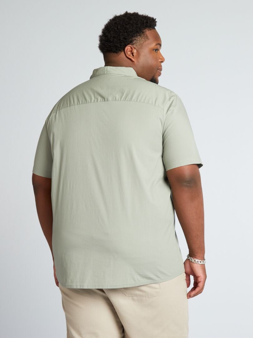 Camisa de corte reto com bolso - cinza
