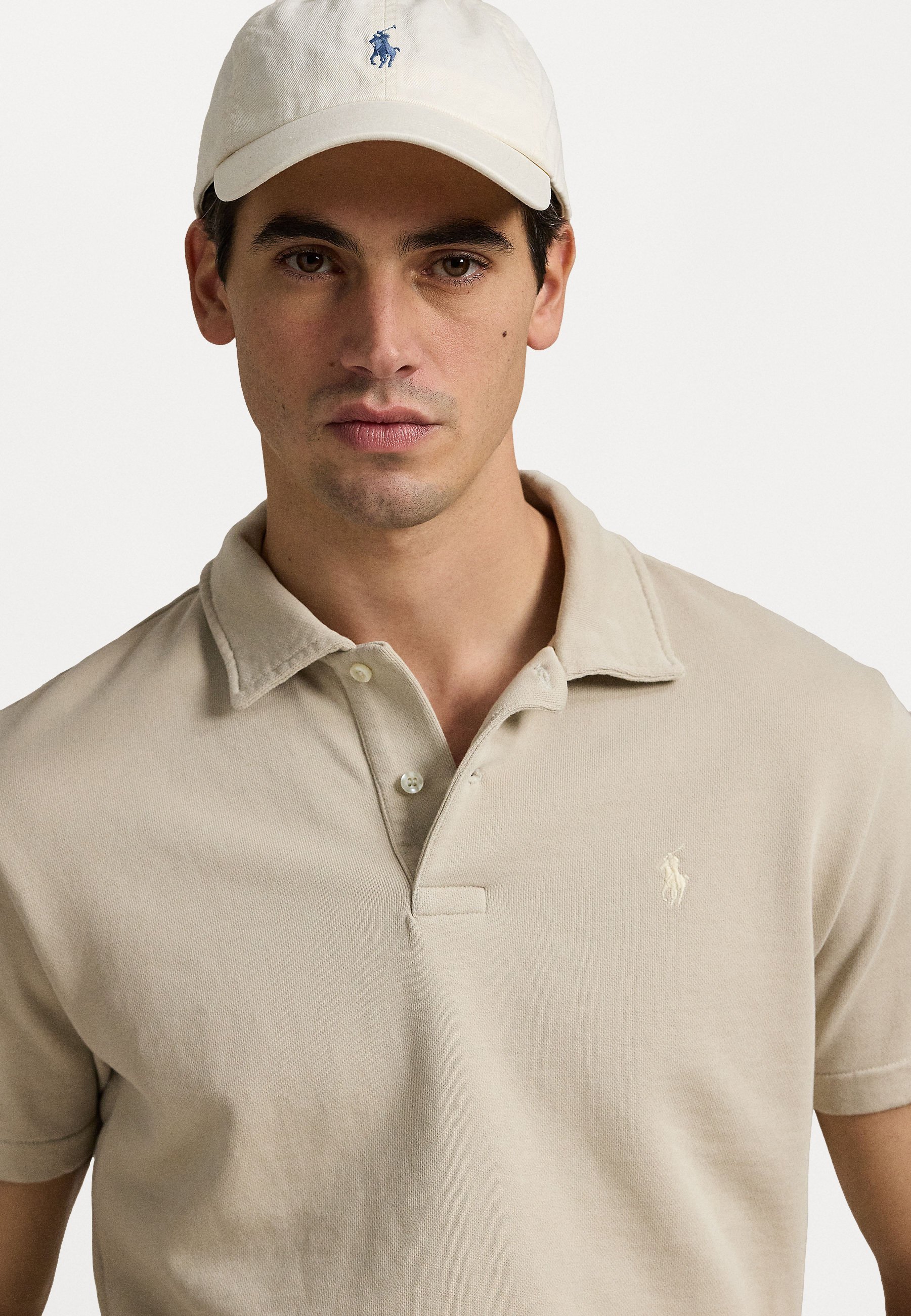 Polo Ralph Lauren sweatshirt met polokraag van fleece met lusrug - Poloshirt - steengoedgrijs