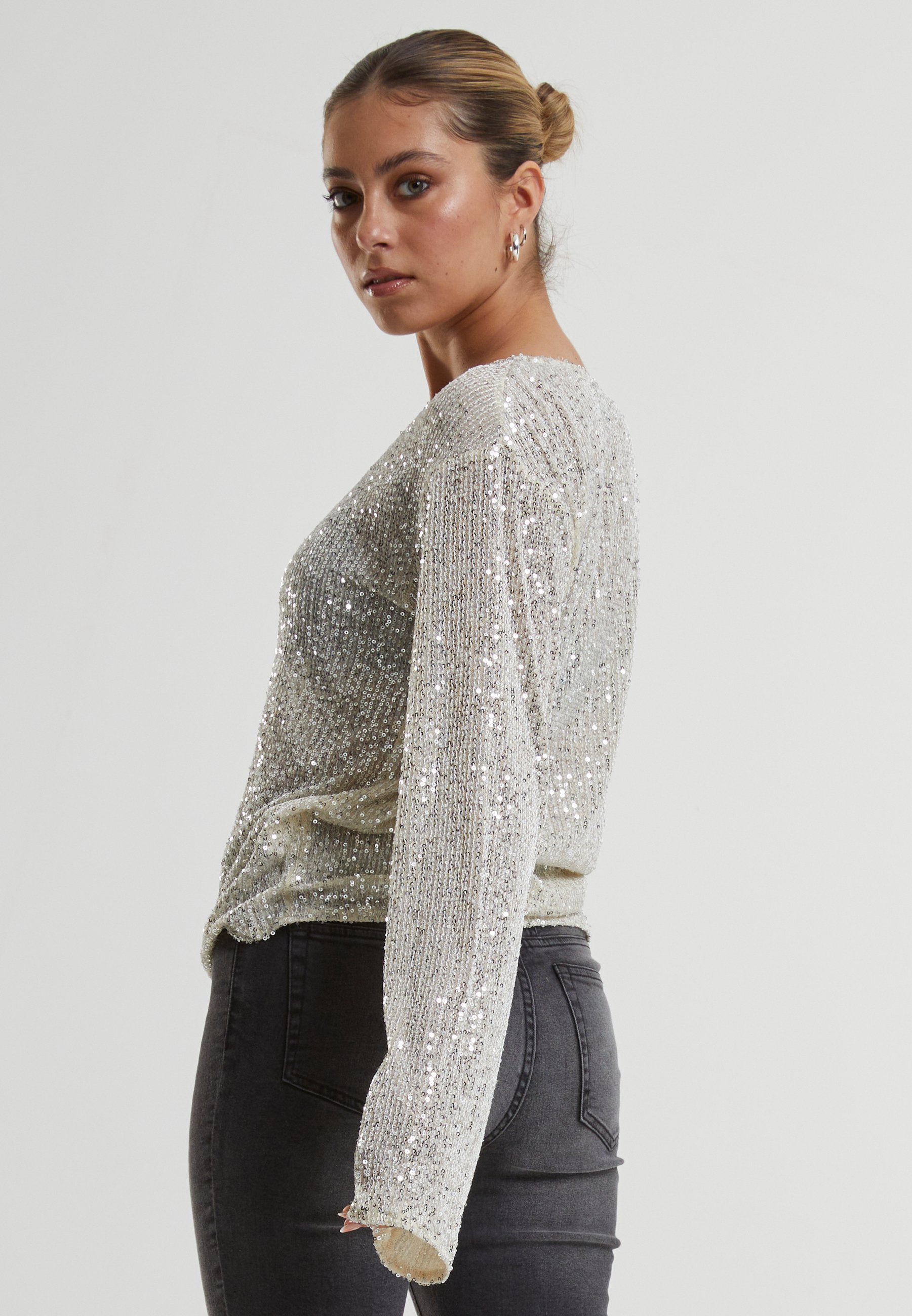 Blusa Urban Classics con paillettes - color sabbia bianca