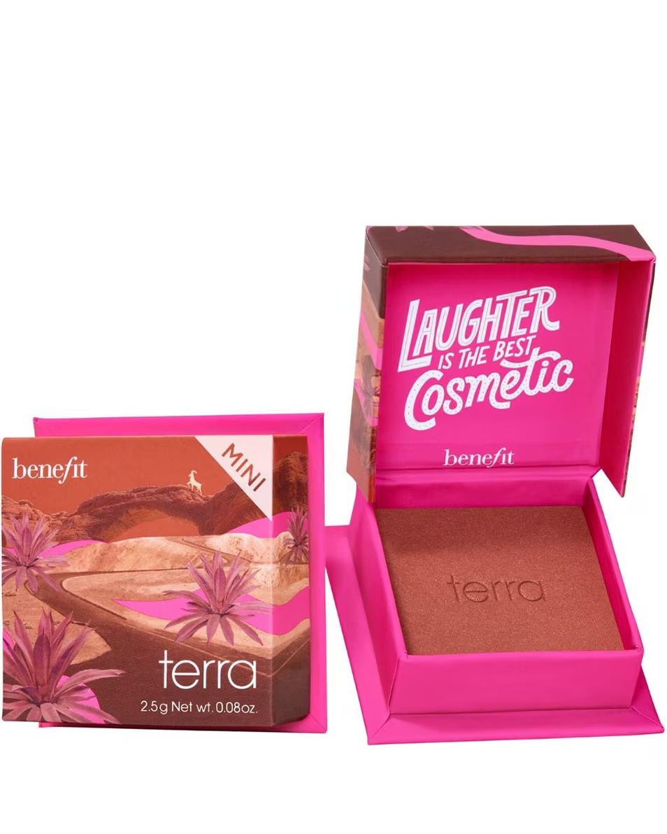 BENEFIT COSMETICS ŠKATLA PUDROV TERRA WANDERFUL WORLD RDEČILO V PUDRU MINI
