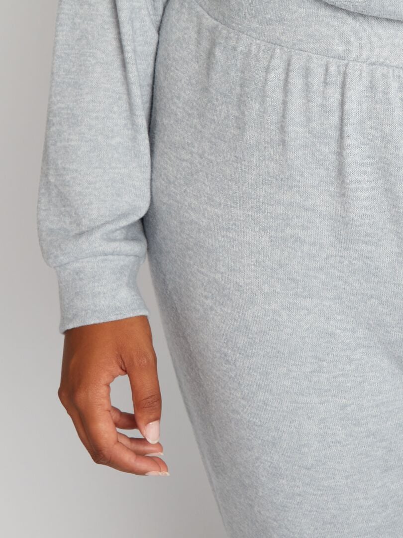 Calça de pijama de malha macia - modelo jogger - AZUL