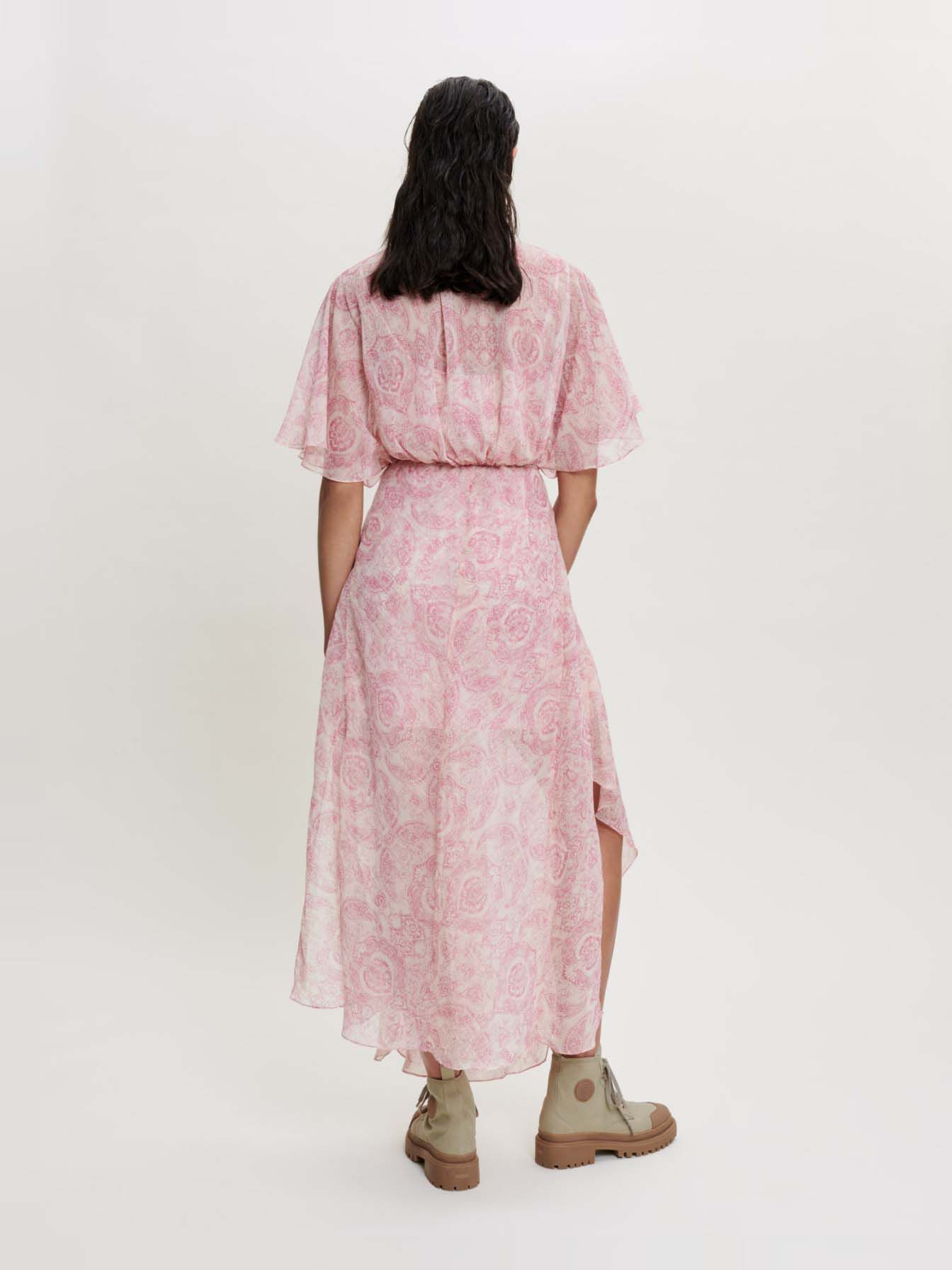 Rochie lejeră cu imprimeu paisley - Roz cachemire