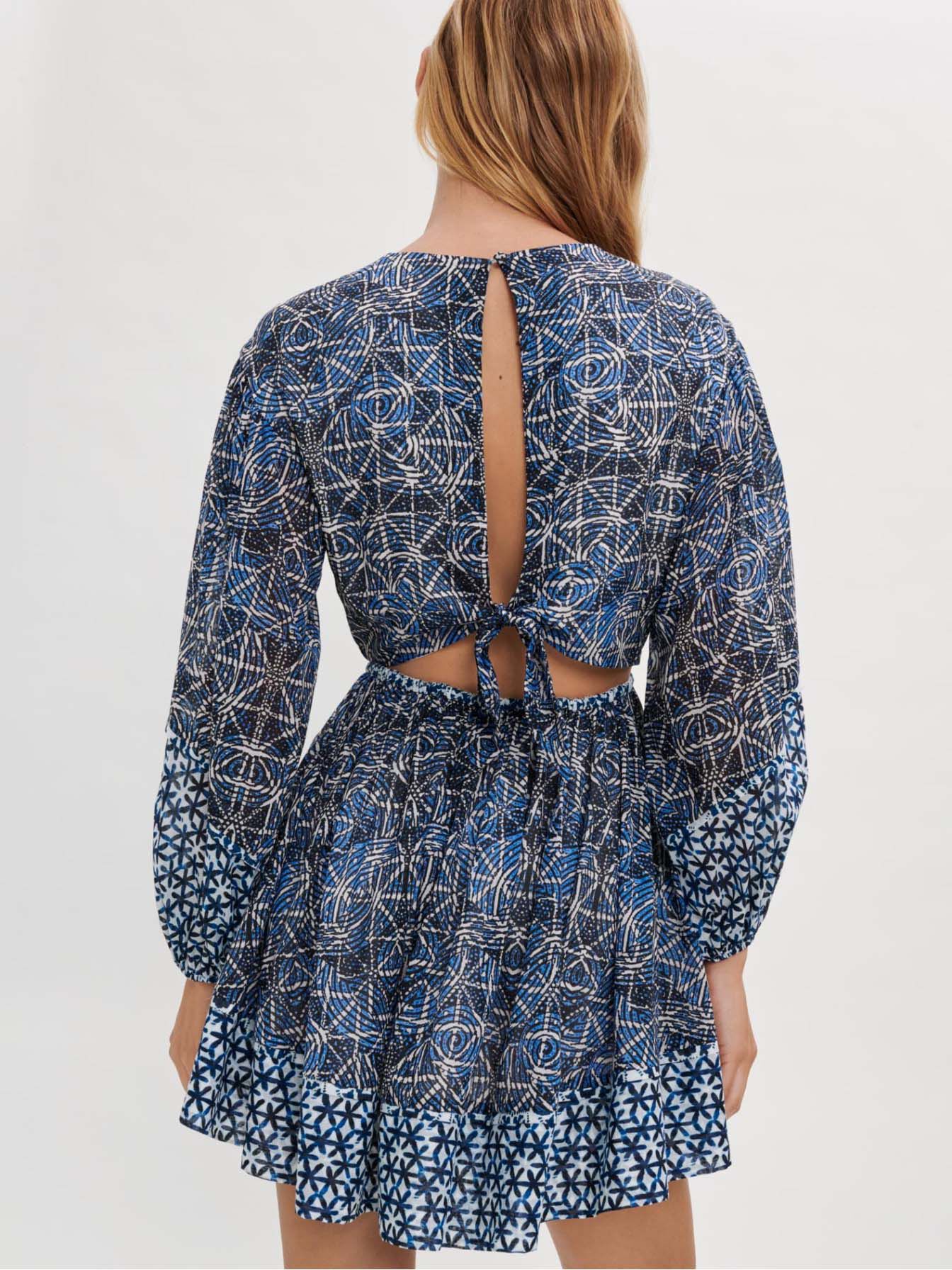 Rochie din voal de bumbac-indigo