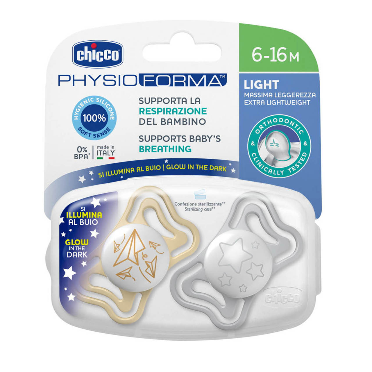 Chupete Physio Light Glow 6-16m 2ud