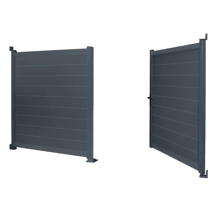 IDMARKET 302x160 cm swing gate in anthracite grey aluminum