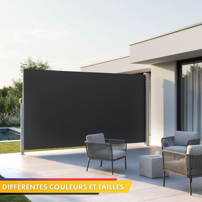 Exterior side awning 280 g/m² privacy screen for terrace, aluminium frame, Anthracite 200 x 400 cm
