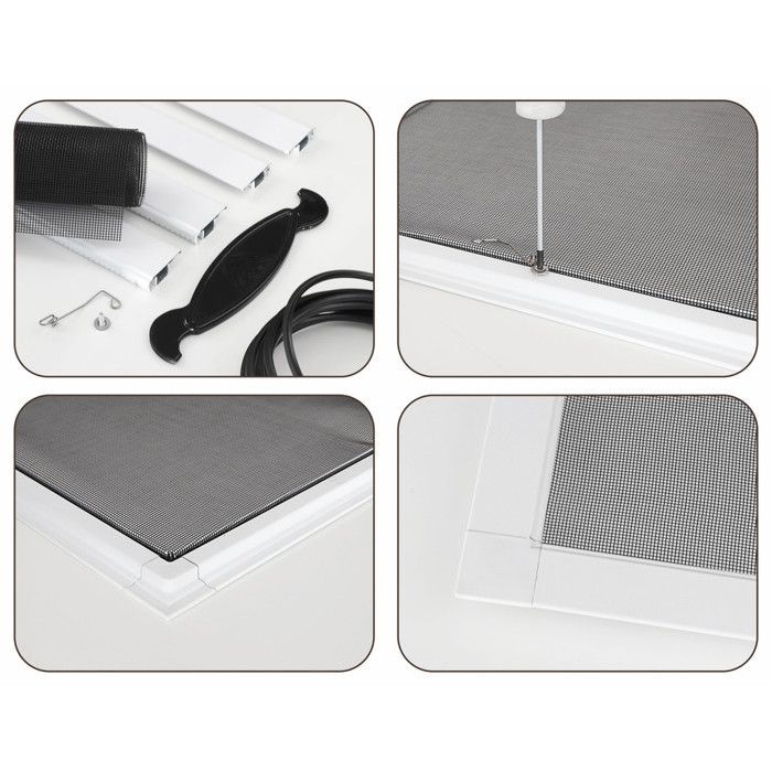 Klamboe voor ramen 90 x 150 cm - Insectenwerend, eenvoudig te installeren - Wit aluminium frame - Grijs gaas