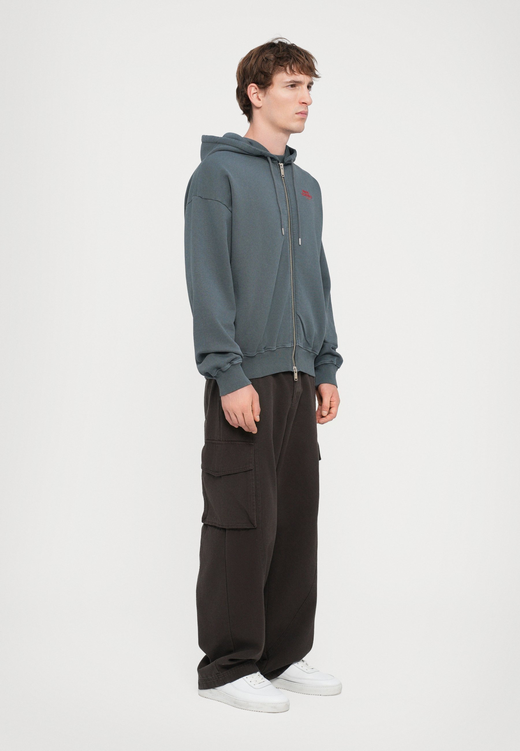 Han Kjøbenhavn SNAKE EMBROIDERY - Felpa con cappuccio - grigio scuro