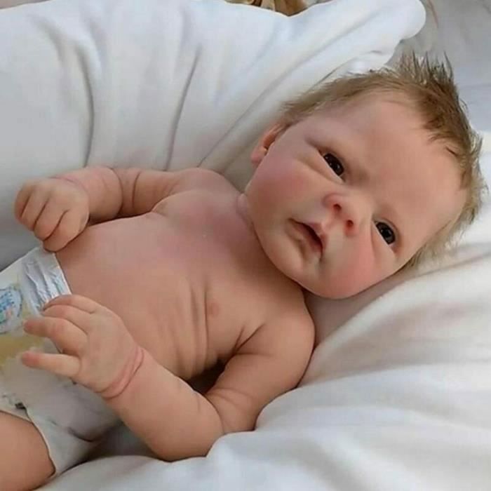 Reborn Baby Boy Doll - Realistic Silicone - Open Eyes - 45 cm