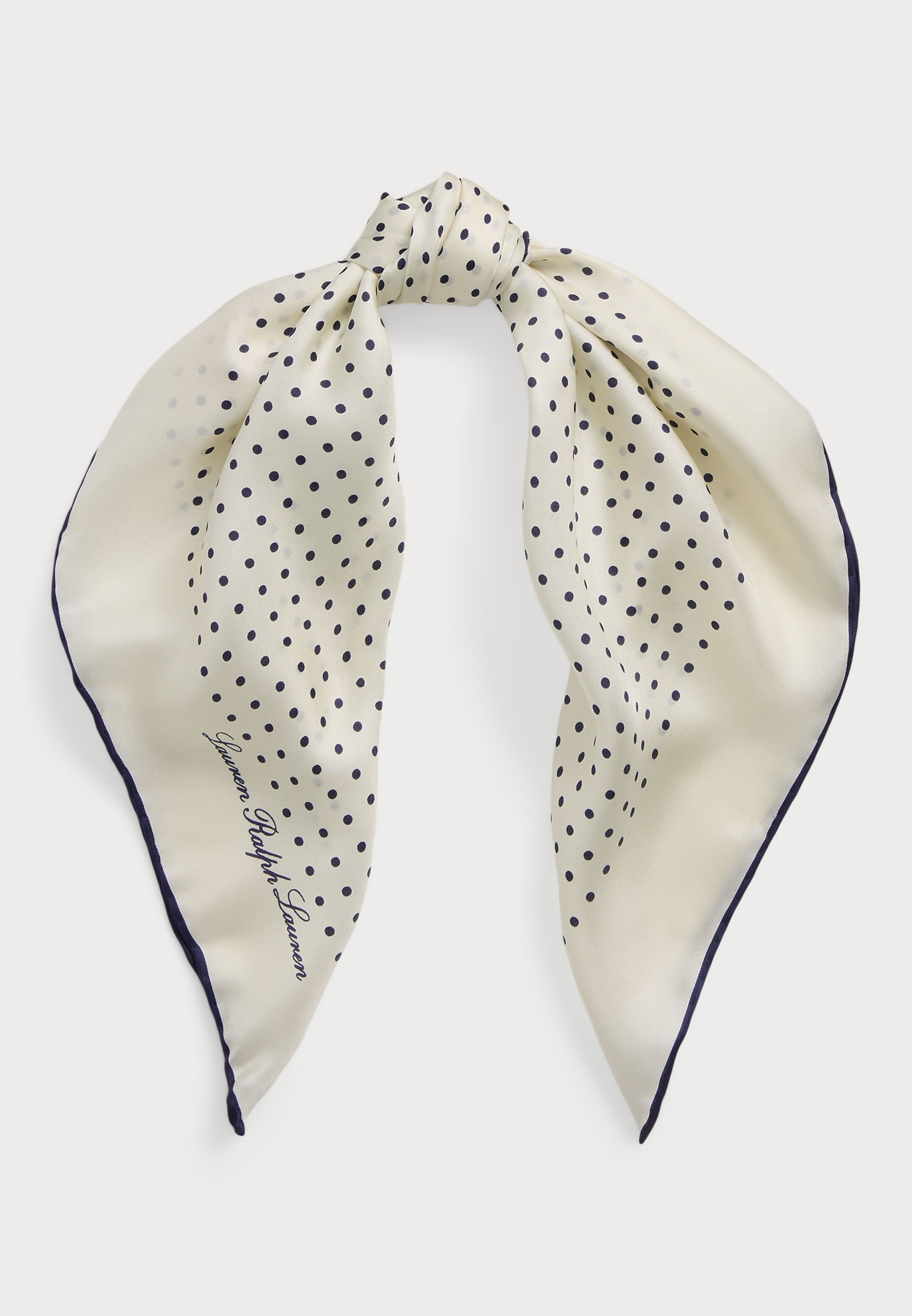 Sciarpa quadrata in twill di seta a pois Lauren Ralph Lauren - Foulard - crema