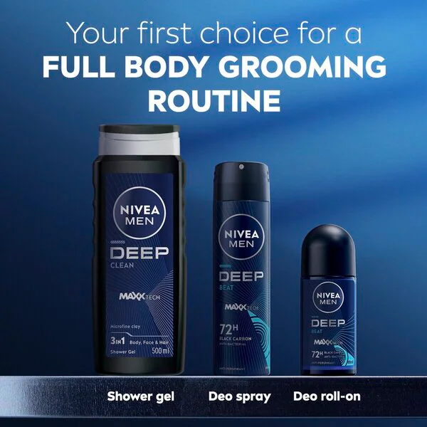 Spray antitranspirant Nivea Men Deep Black Carbon Beat 150 ml