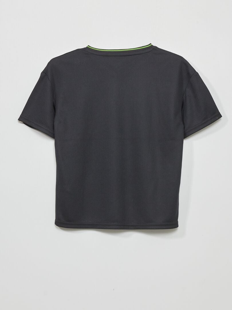 T-shirt met korte mouwen en meshstof - ZWART