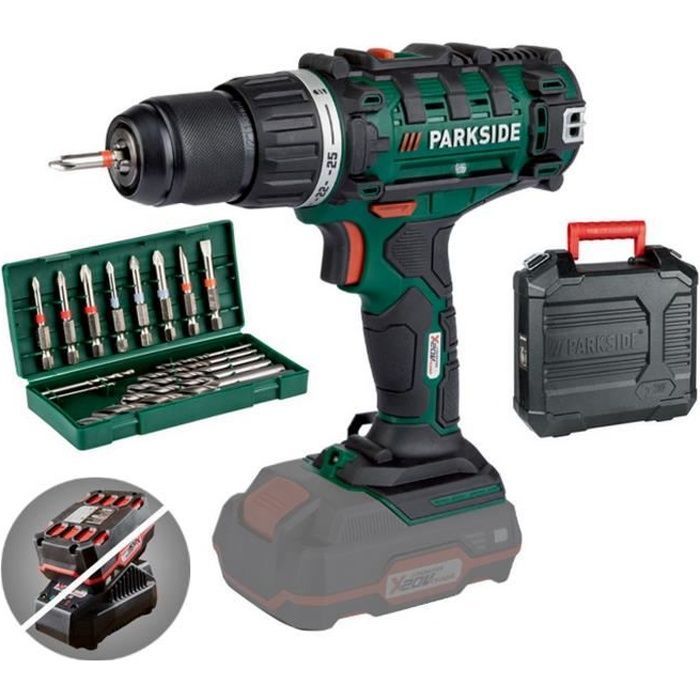 Drill Driver - PARKSIDE - PABS 20-Li E6 - 20V - Quick-release chuck - 2 speeds