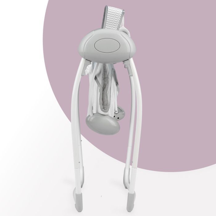 MoMi LISS - Balancelle Bébé Électrique - 5 vitesses de balancement - 8 mélodies - arche à jouets - Gris