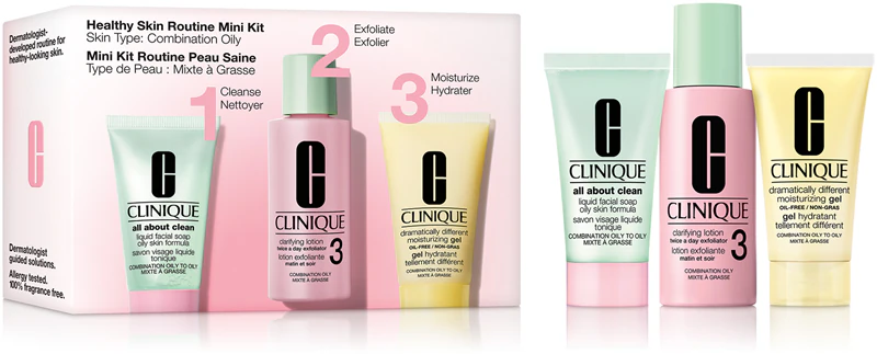 Kit Mini Clinique para Rotina de Pele Saudável Tipo 3 - Conjunto de Presente
