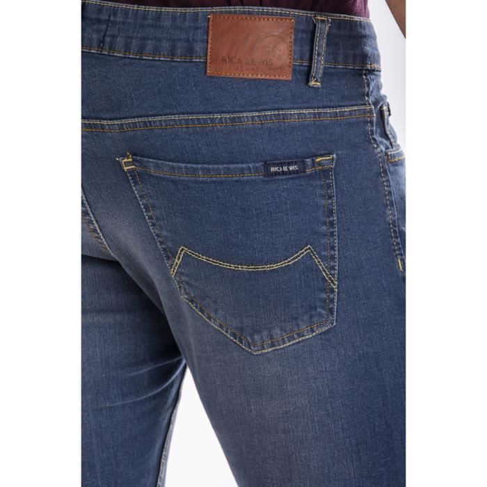 Jean homme Rica Lewis RL80 FIBREFLEX® stretch coupe droite ajustée bleu stone washed - entrejambe 85 cm