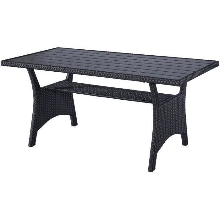 Conjunto de muebles de jardín - KAPAS - Estructura de acero y resina tejida - Negro - 5 personas