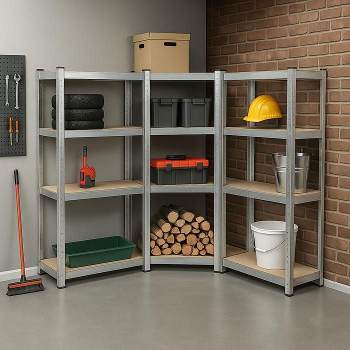 Robuust hoekwerkbankrek 150 x 40 x 140 cm - EURO VANADIUM - 12 schappen - max. 960 kg